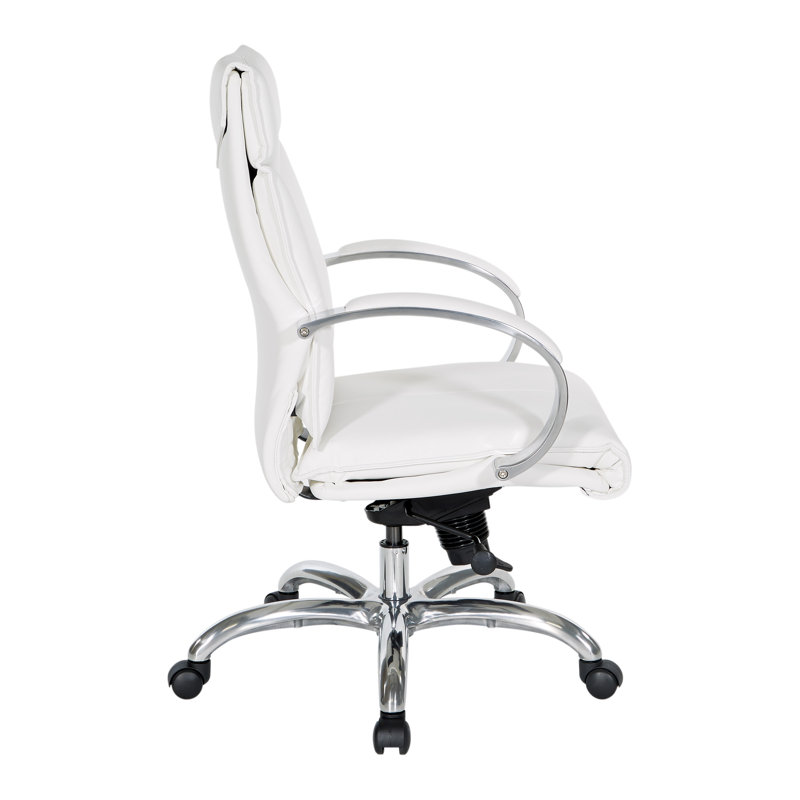 Lakimberly High Back White Faux Leather Swivel Executive Chair