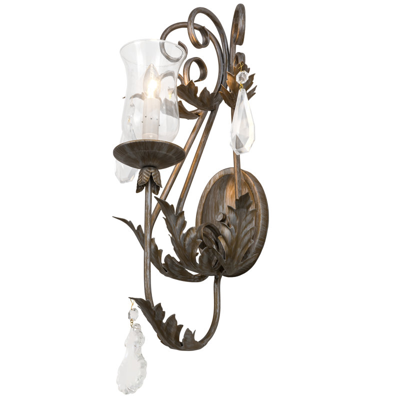 Antique Silver 22" Elegant Wall Sconce with Crystal Accents