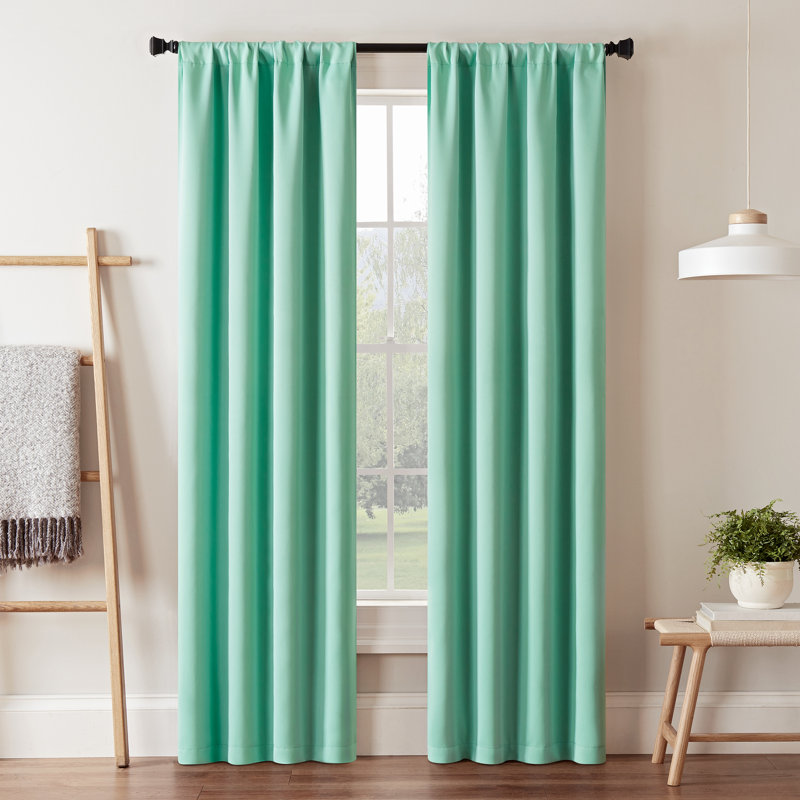 Mint Polyester Blackout Rod Pocket Curtain Panel