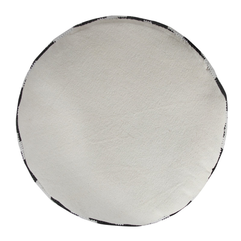 Monochromatic Medallion Geometric Round Pouf Ottoman