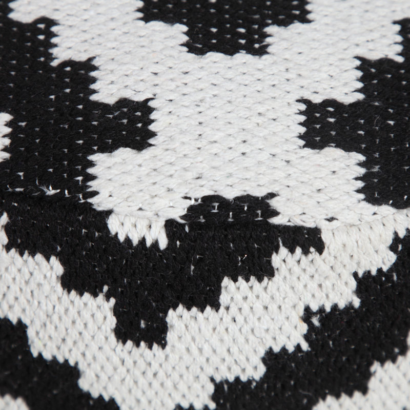 Monochromatic Medallion Geometric Round Pouf Ottoman