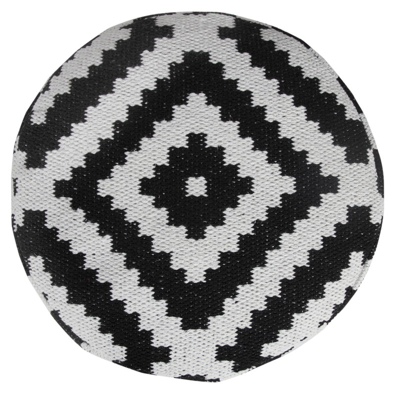 Monochromatic Medallion Geometric Round Pouf Ottoman