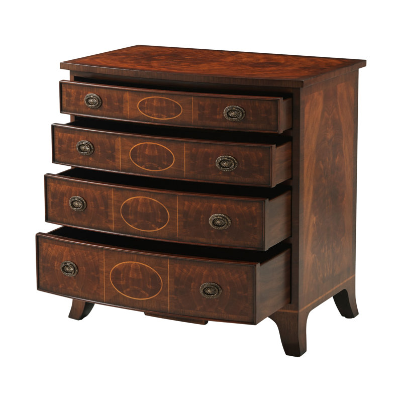 Mahogany and Walnut 4-Drawer Bowfront Nightstand