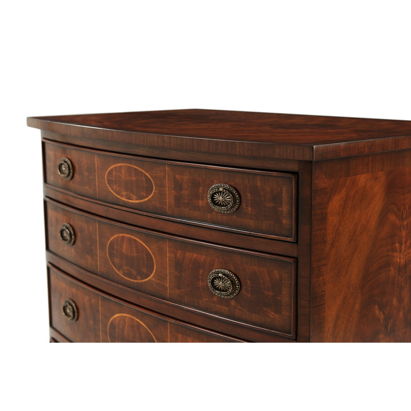 Mahogany and Walnut 4-Drawer Bowfront Nightstand
