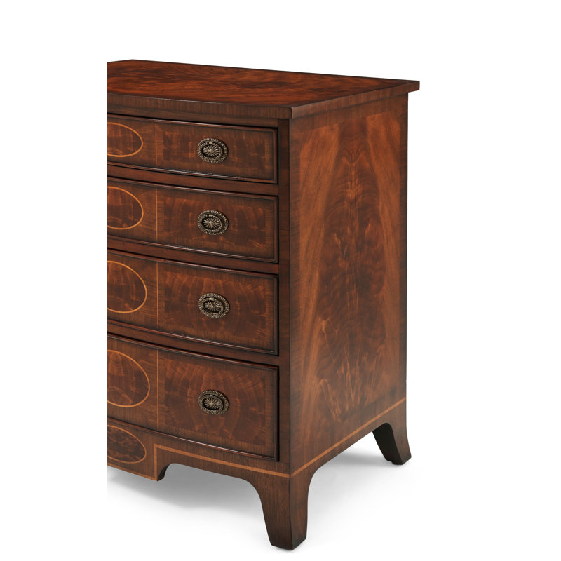 Mahogany and Walnut 4-Drawer Bowfront Nightstand