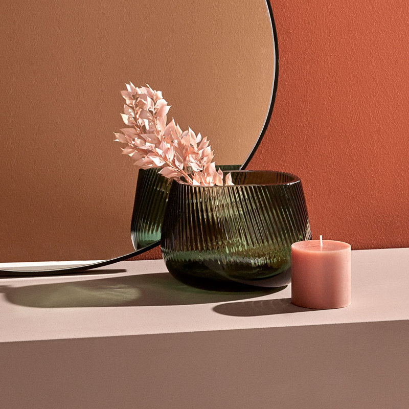 Defne Koz Handcrafted Green Crystal Ripple Vase
