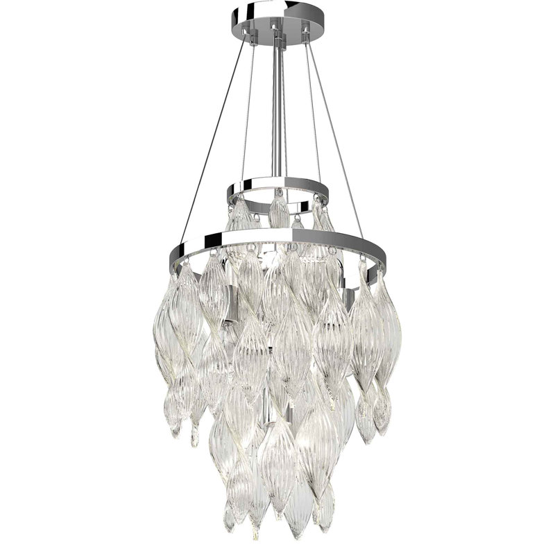 Genevieve 33" Chrome 4-Light Tiered Chandelier
