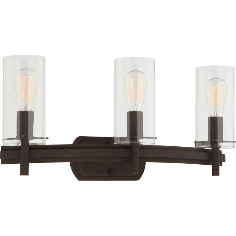 Regina 24" Bronze Dimmable 3-Light Vanity Fixture with Clear Glass Shades