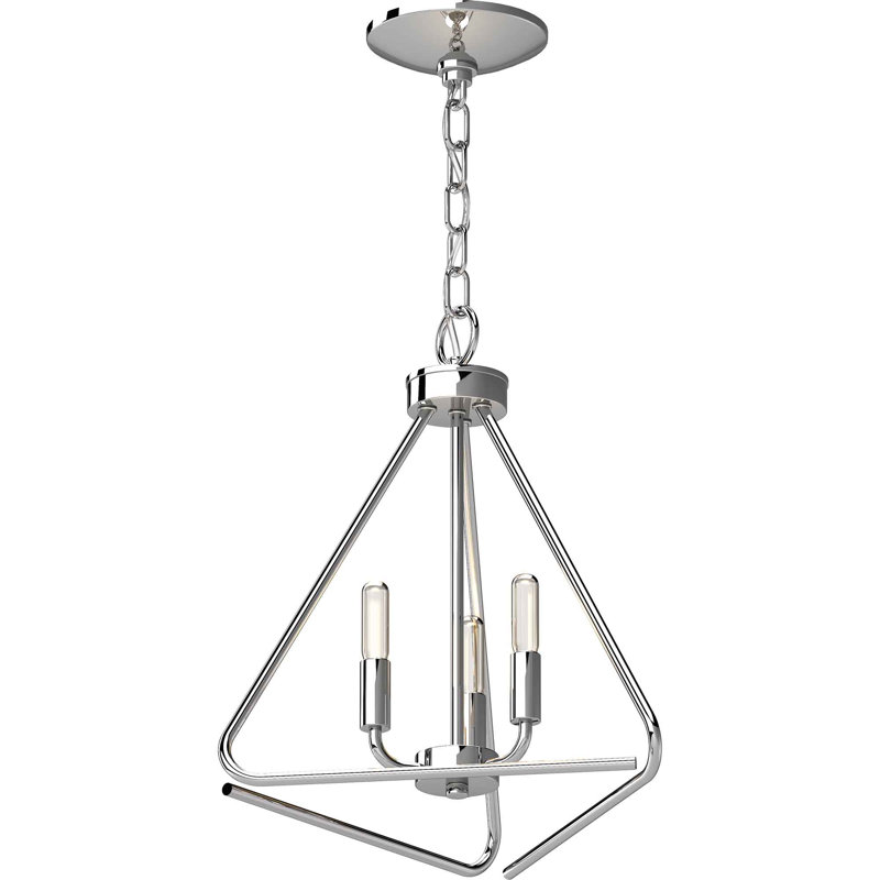 Payslei Polished Nickel 15'' Triangular Mini Chandelier