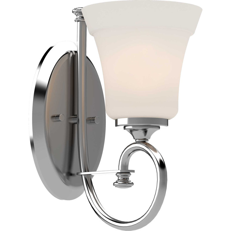 Tes Polished Chrome 11.25" Wall Sconce with White Frosted Glass