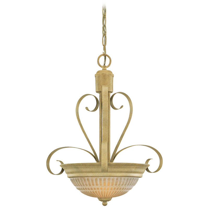 Aroha Golden Coral 2-Light Shaded Pendant with Frosted Glass