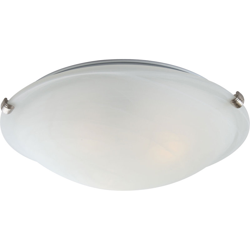 Brushed Nickel Alabaster Glass Round Flush Mount Ceiling Light