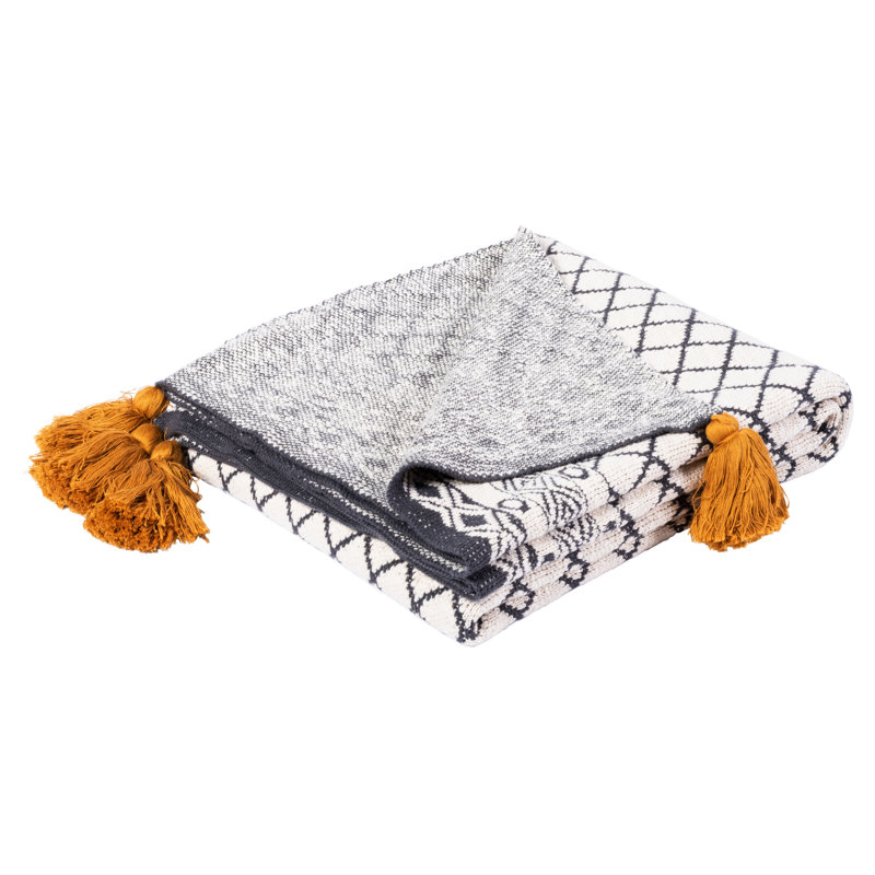 Ven 24" x 17" Yellow and Black Cotton Throw Blanket