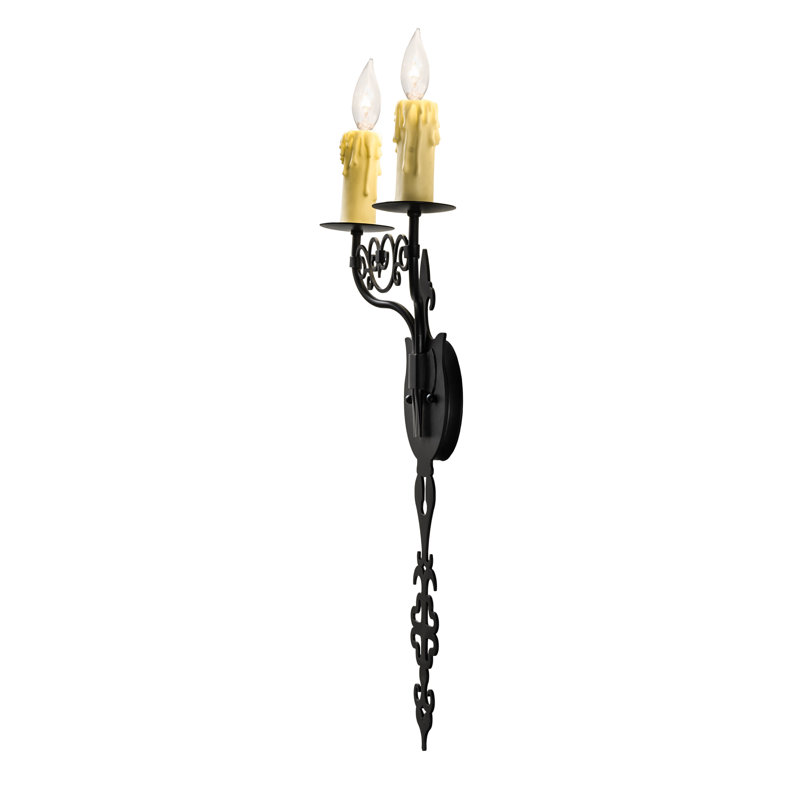 Merano Black Steel 2-Light Candle Wall Sconce