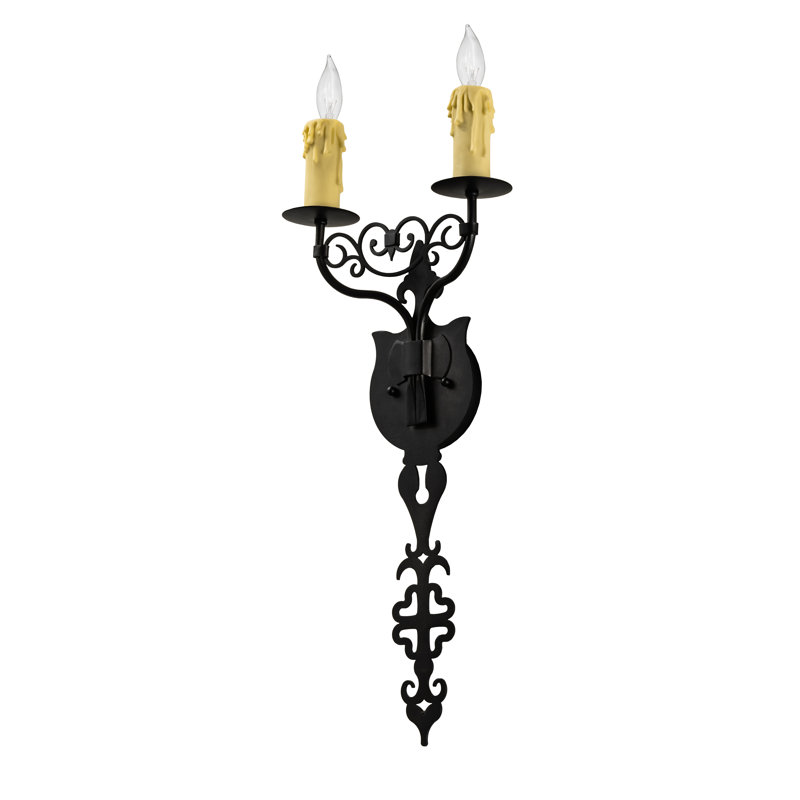 Merano Black Steel 2-Light Candle Wall Sconce