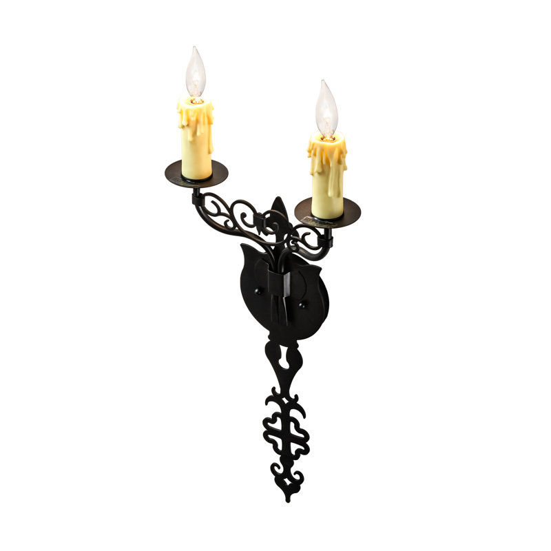 Merano Black Steel 2-Light Candle Wall Sconce