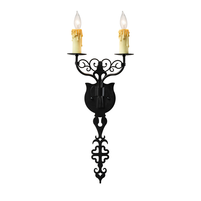 Merano Black Steel 2-Light Candle Wall Sconce