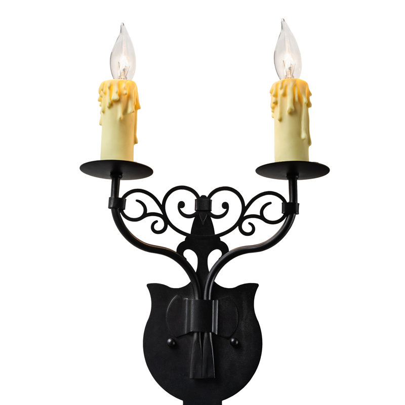 Merano Black Steel 2-Light Candle Wall Sconce