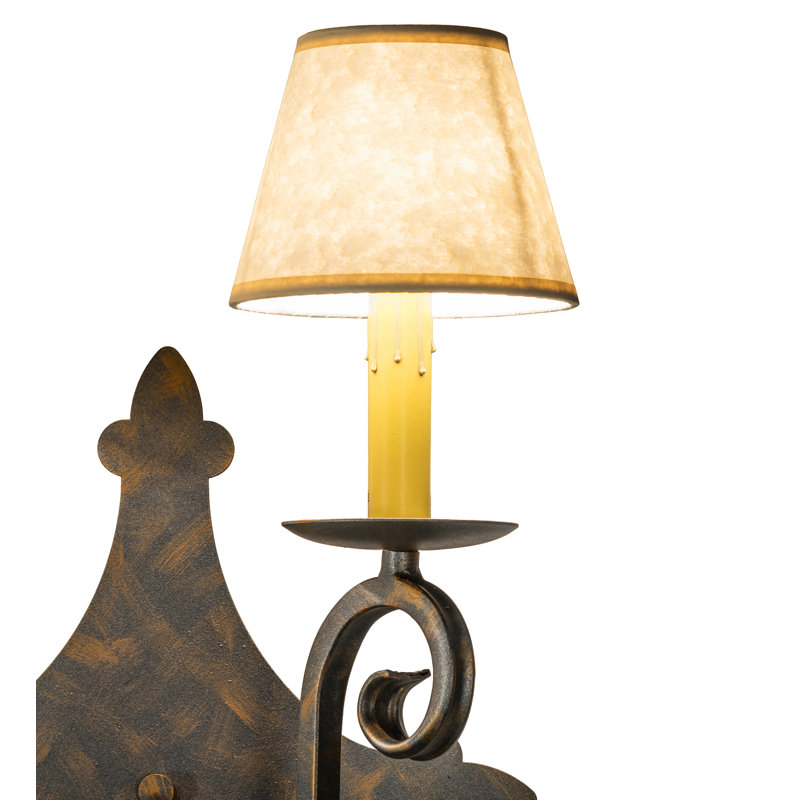French Bronze 2-Light Sconce with Linen Shades