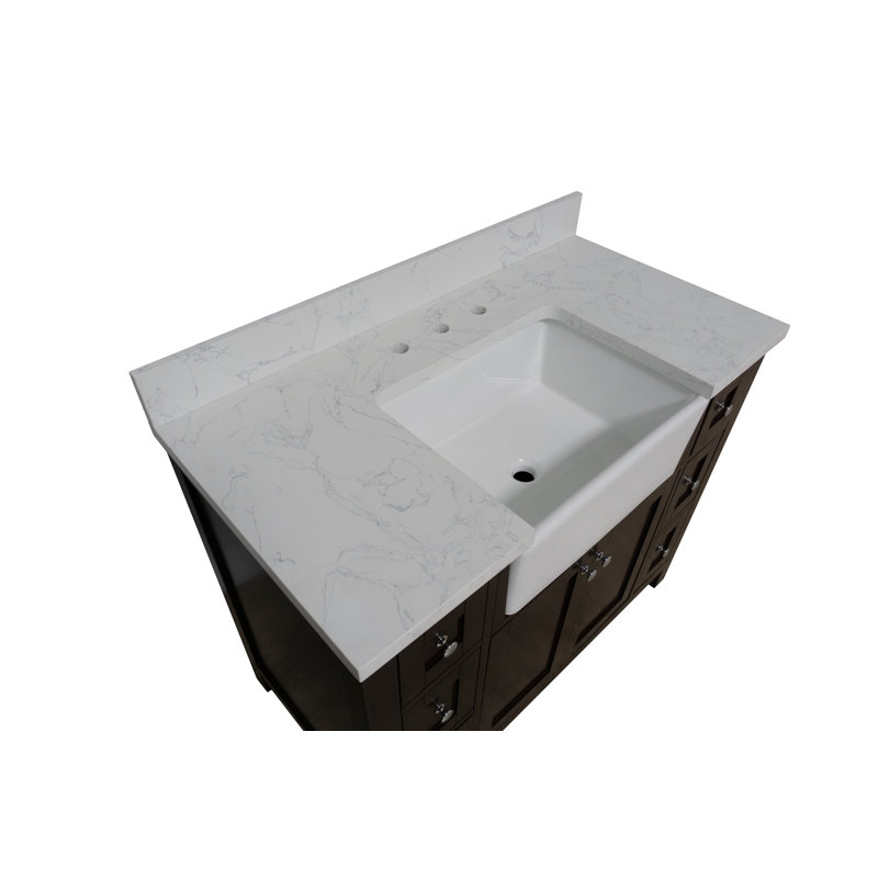 Yorkshire Chocolate 42'' Farmhouse Single Bathroom Vanity with Engineered Marble Top