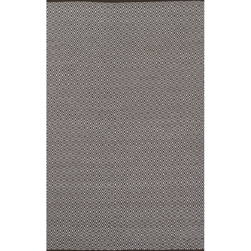 Brown and White Hand Woven Synthetic Diamond Pattern Rug