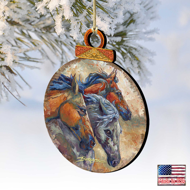 Handcrafted Wooden Horse Head Hanging Ornament Set