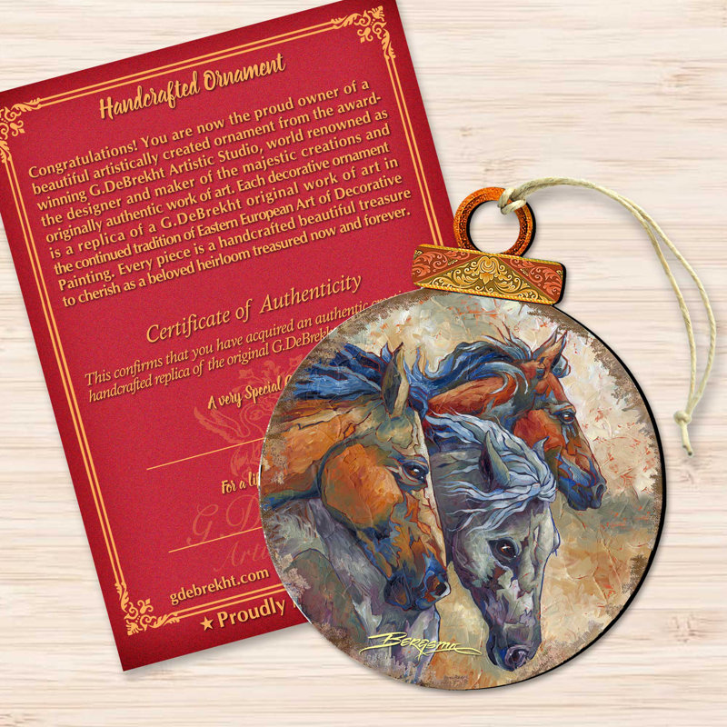 Handcrafted Wooden Horse Head Hanging Ornament Set