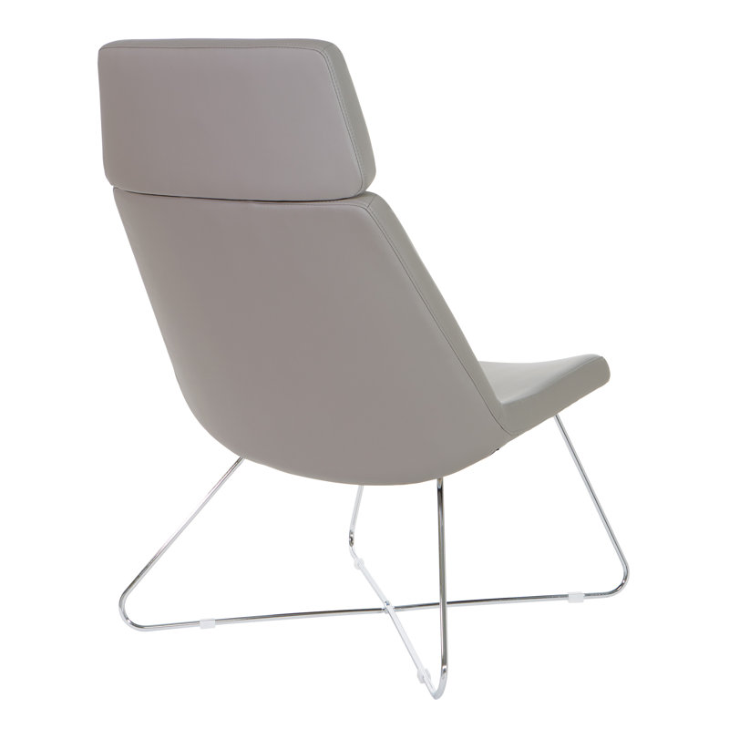 Geena Gray Faux Leather Guest Chair with Chrome Base