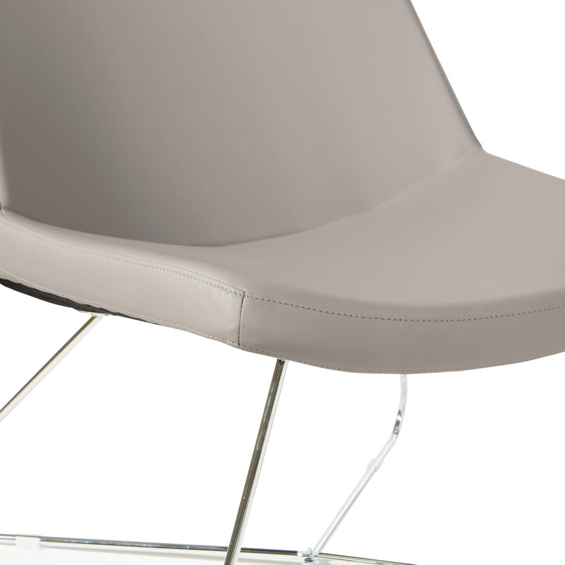 Geena Gray Faux Leather Guest Chair with Chrome Base
