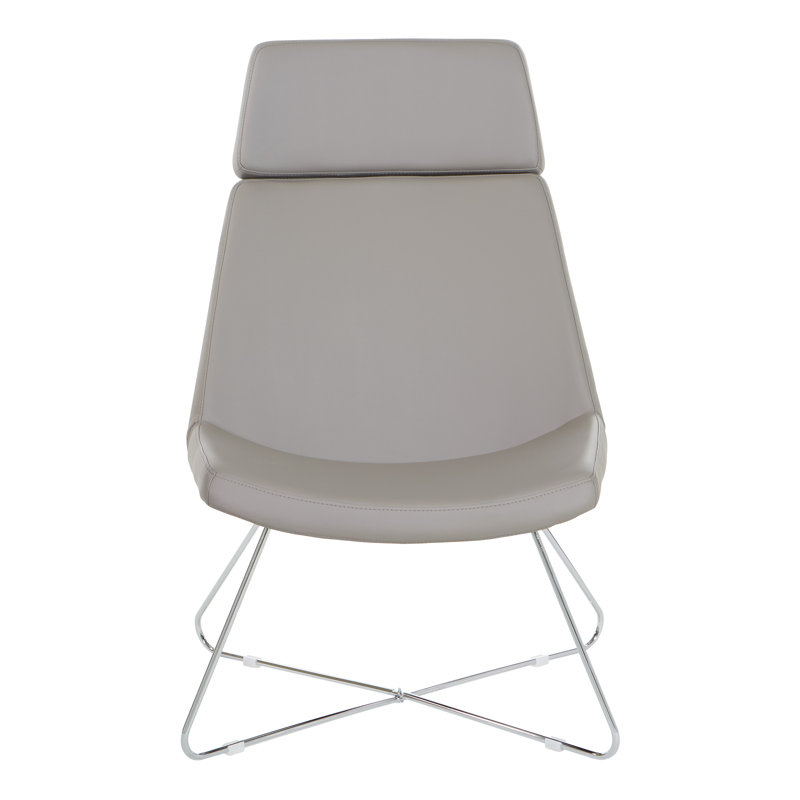 Geena Gray Faux Leather Guest Chair with Chrome Base