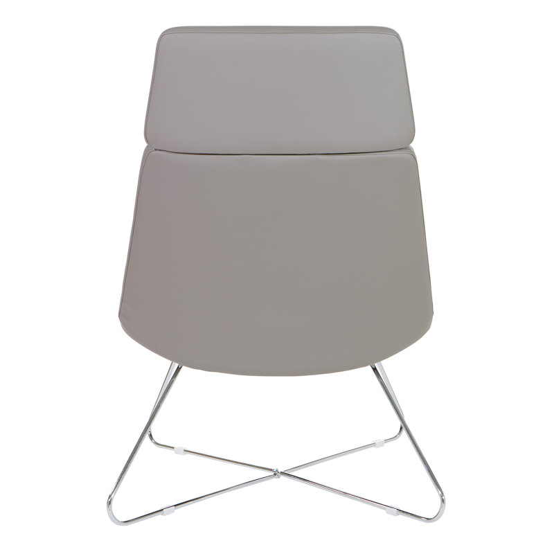 Geena Gray Faux Leather Guest Chair with Chrome Base