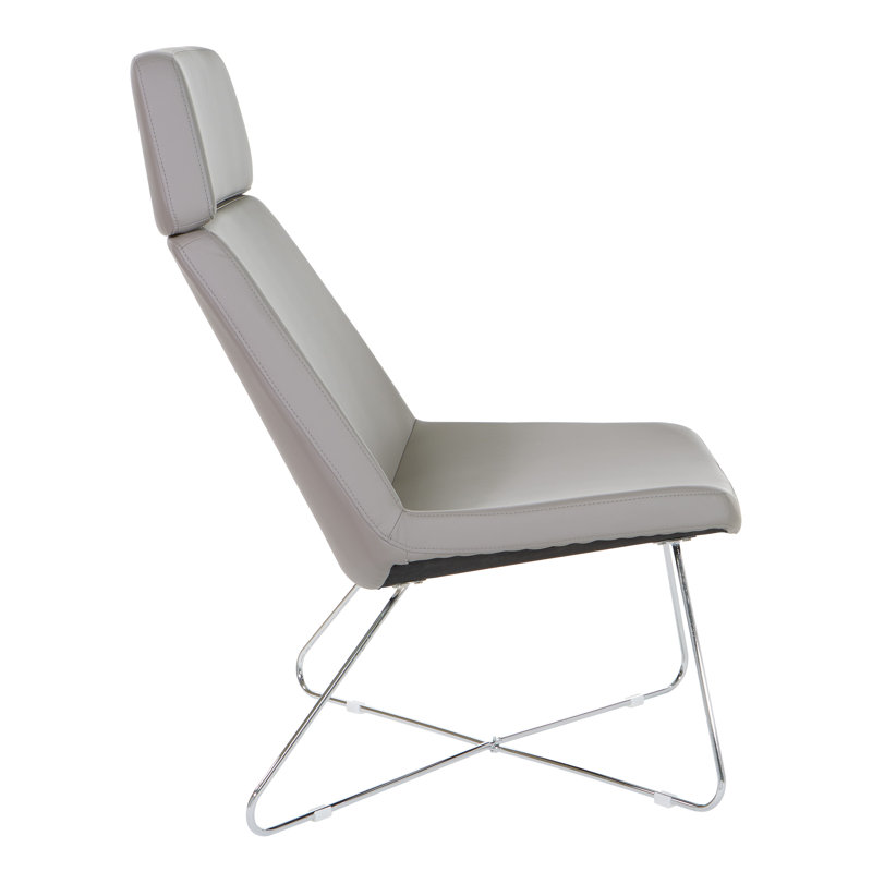 Geena Gray Faux Leather Guest Chair with Chrome Base