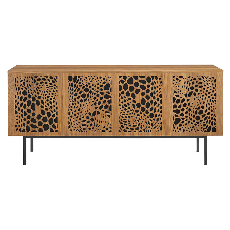 Yosemite 73" Walnut TV Stand with Cutout Cabinet Doors