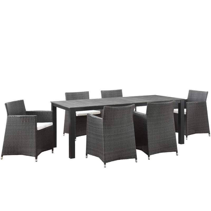 Modway Junction 7-Piece Brown and White Outdoor Dining Set