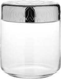 Contemporary Glass Jar with Silver Hermetic Lid