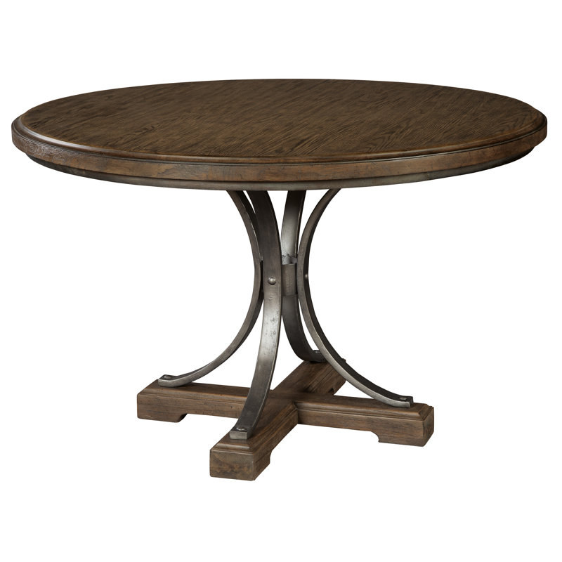 Transitional Wexford 48" Round Brown Oak Dining Table