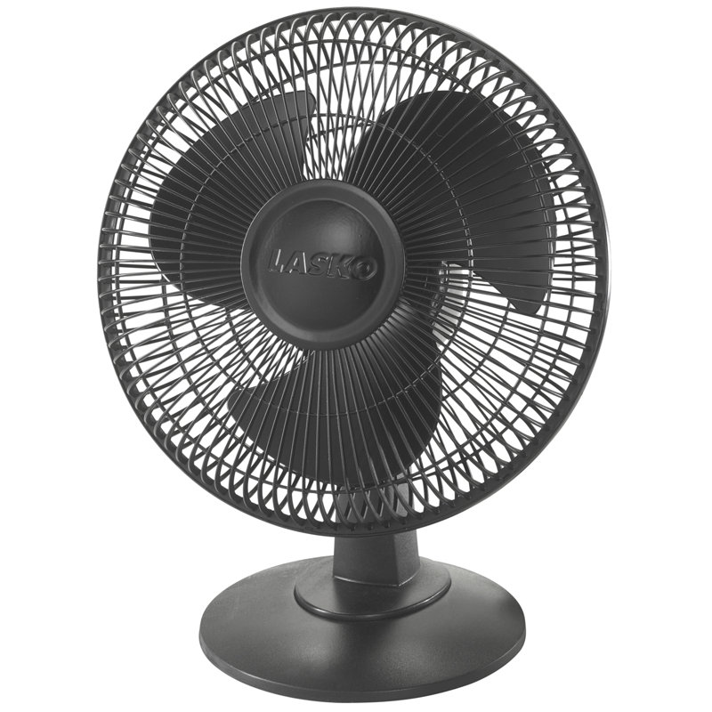 Lasko 12" Black Oscillating Desk Fan with 3 Speeds and Tilt Head