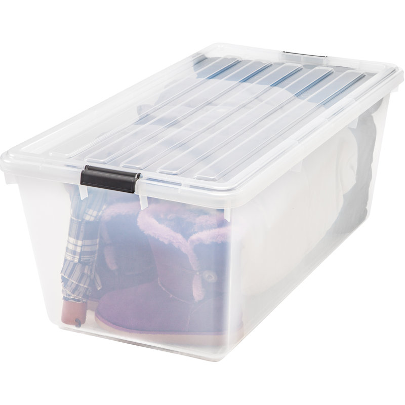 Clear Plastic Stackable Storage Box with Latch Lid, 91 Quart