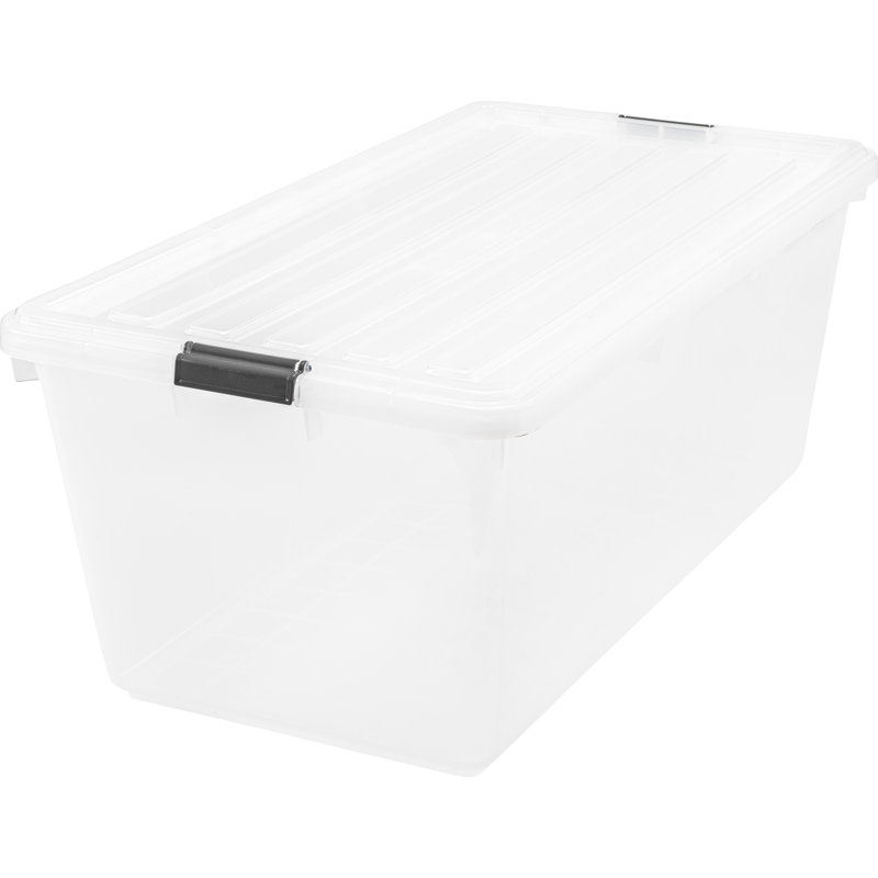 Clear Plastic Stackable Storage Box with Latch Lid, 91 Quart