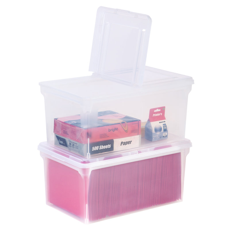 Clear Stackable Letter/Legal Size Secure File Storage Box, 5-Pack