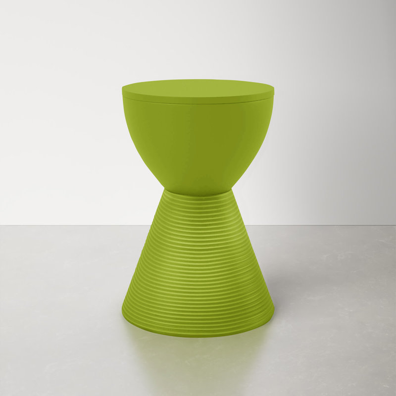 Green Ribbed Round Acrylic End Table
