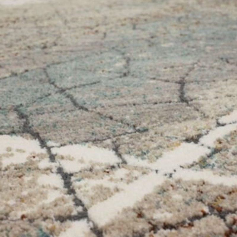 Dim Grey Geometric Wool and Synthetic Area Rug