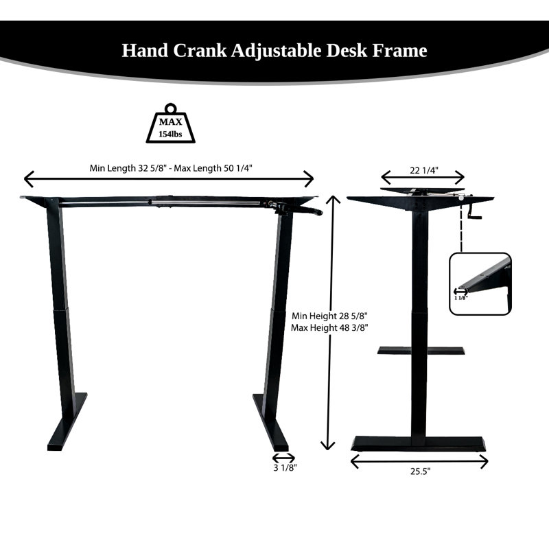 White Adjustable Height Metal Standing Desk