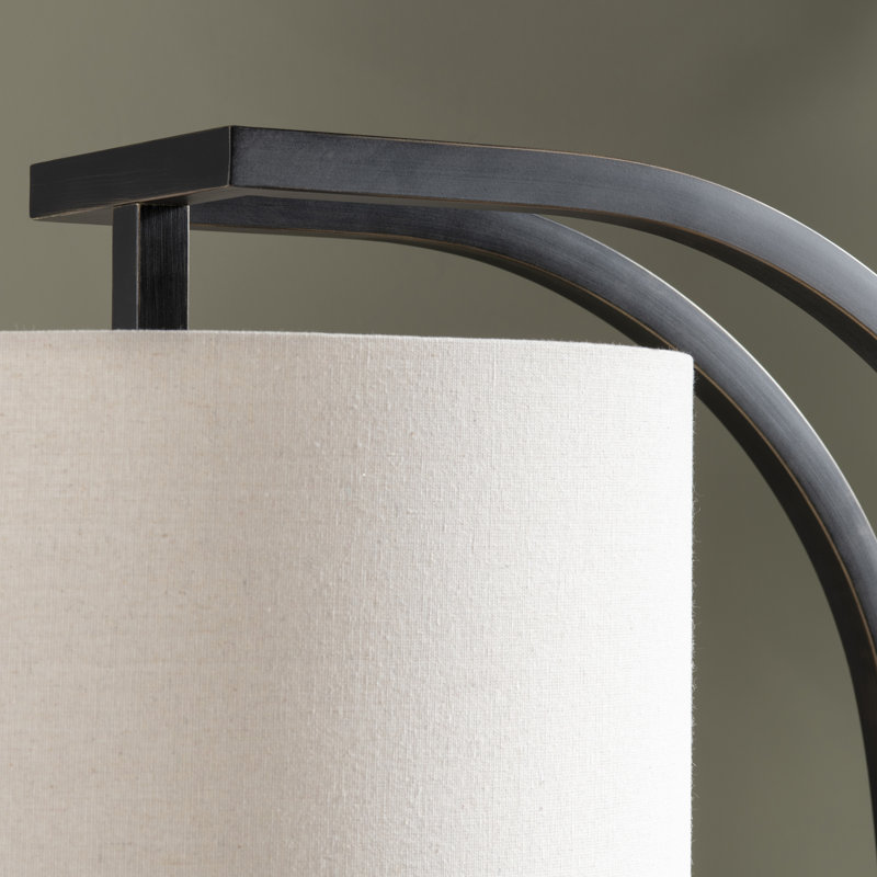 Circa Arc Floor Lamp 64'' in Oil Rubbed Bronze with Natural Linen Shade