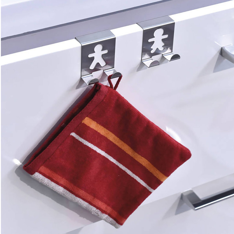 Stainless Steel Silver Over Cabinet Door Hooks Set