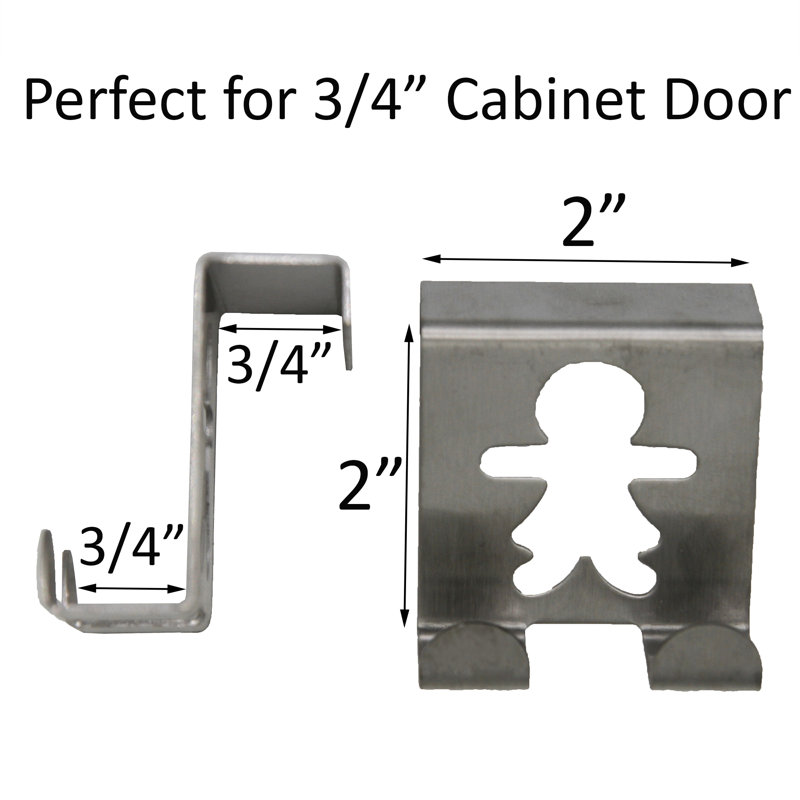 Stainless Steel Silver Over Cabinet Door Hooks Set