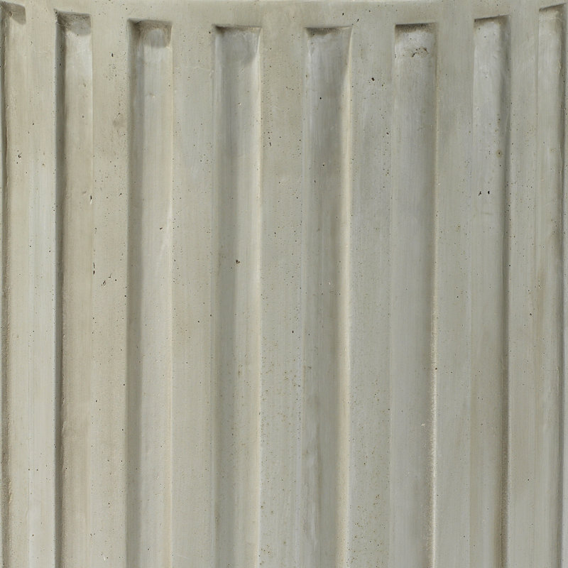 Coastal Cream Drum-Shaped Cement Side Table with Fluted Edges