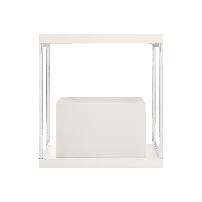 Eggshell White Transitional Rectangular Side Table with Storage