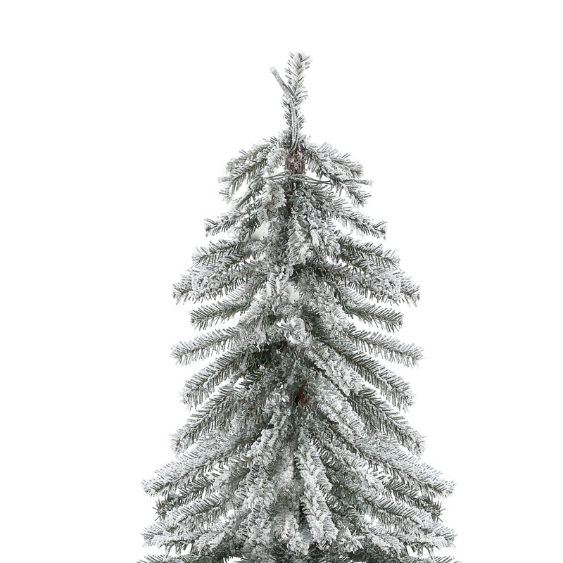 Mercury Row® Slender Green Fir Flocked Christmas Tree Set with Lights (Set of 3)