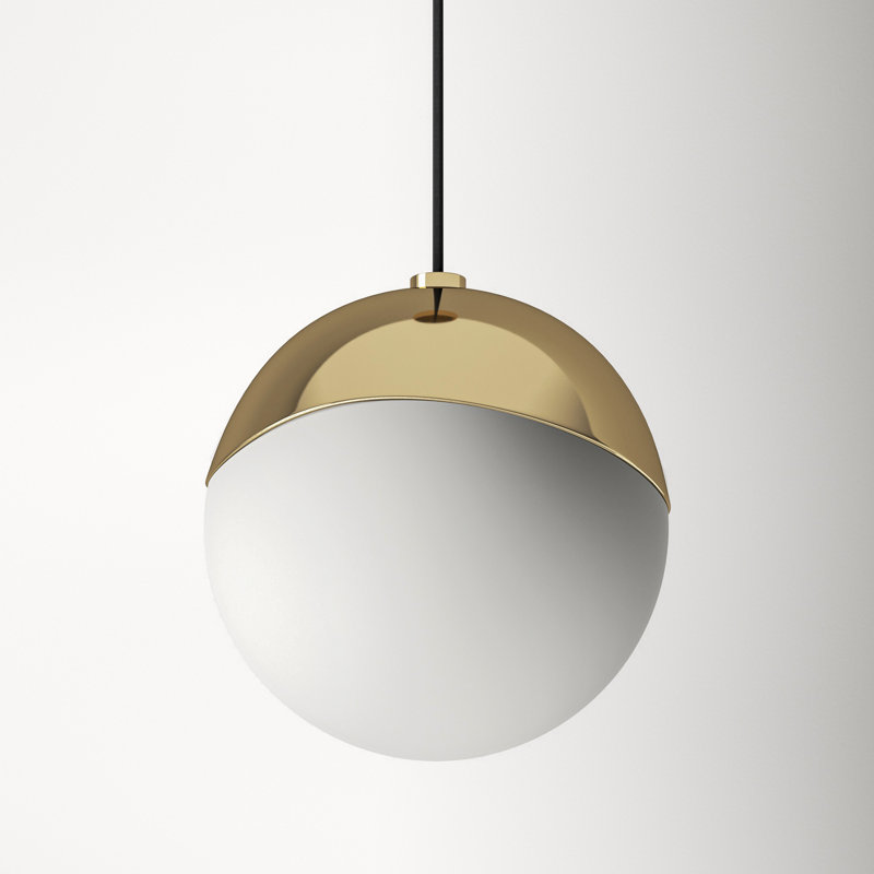 Polished Brass and Frosted Glass Globe Pendant Light